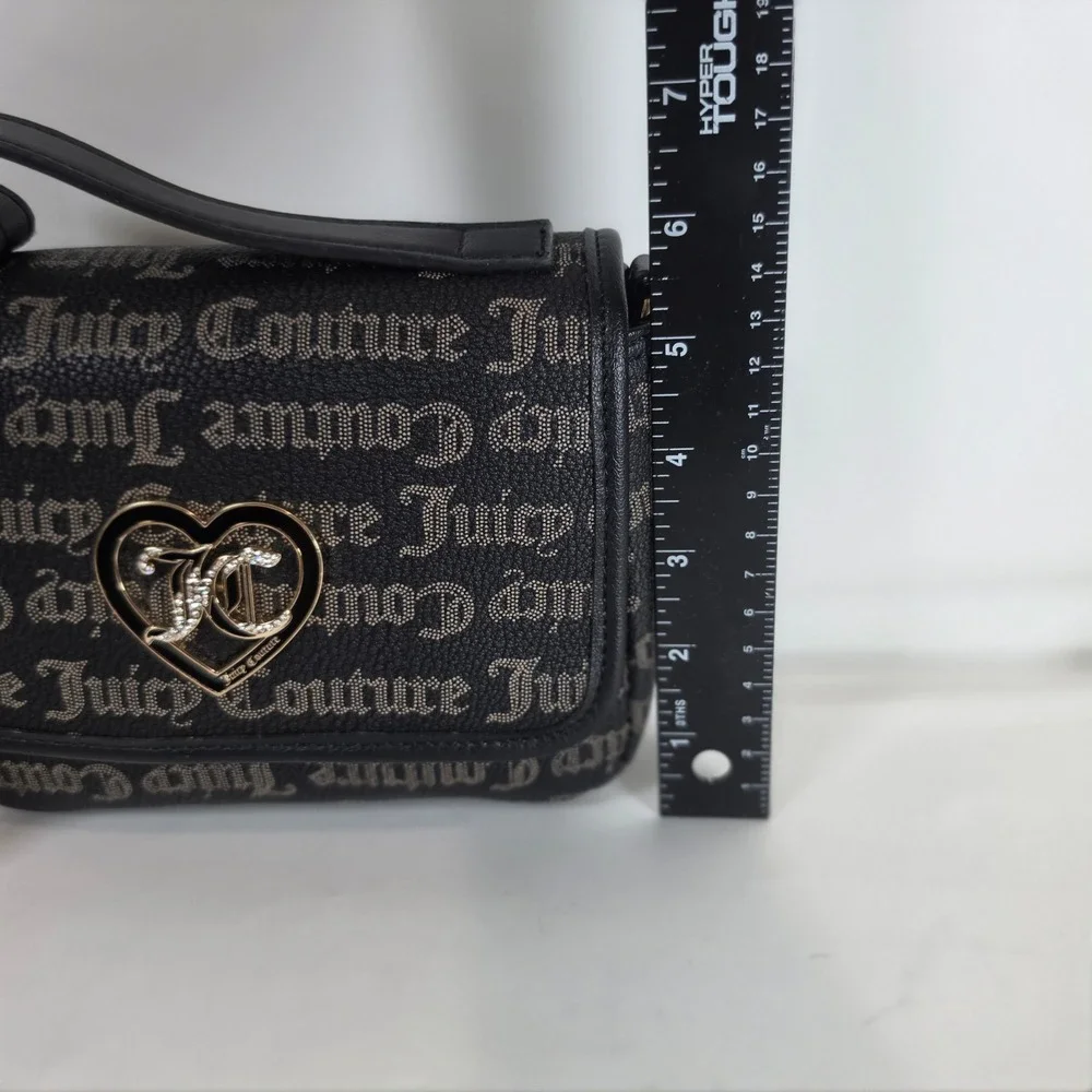 Juicy Couture Gothic Dots Flawless Flap‎ Crossbody Bag Black Taupe Y2K 11JCCL5JC